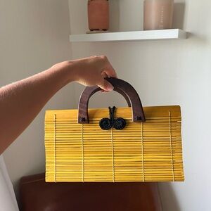 Cute Yellow Straw Clutch Bag